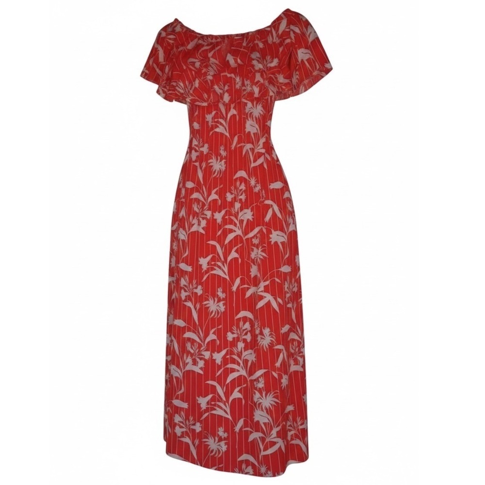 ASOS Coral Pink Floral Off Shoulder Maxi Dress Size US 6 UK 10 EU 38 NWT